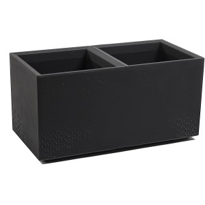 Czarna donica Orbis Karo z recyklingu, 80x40x39,4 cm, z wzorem Karo.