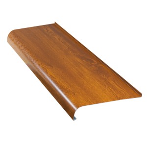 Brązowy parapet t.b.t. z efektem drewna.