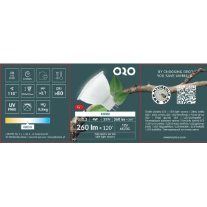 Żarówka LED GU5.3, 4W, 4000K. Energooszczędna dioda LED do nastrojowego oświetlenia.