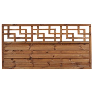 Drewniany panel ogrodzeniowy z ozdobnym wzorem kratki do ogrodu.