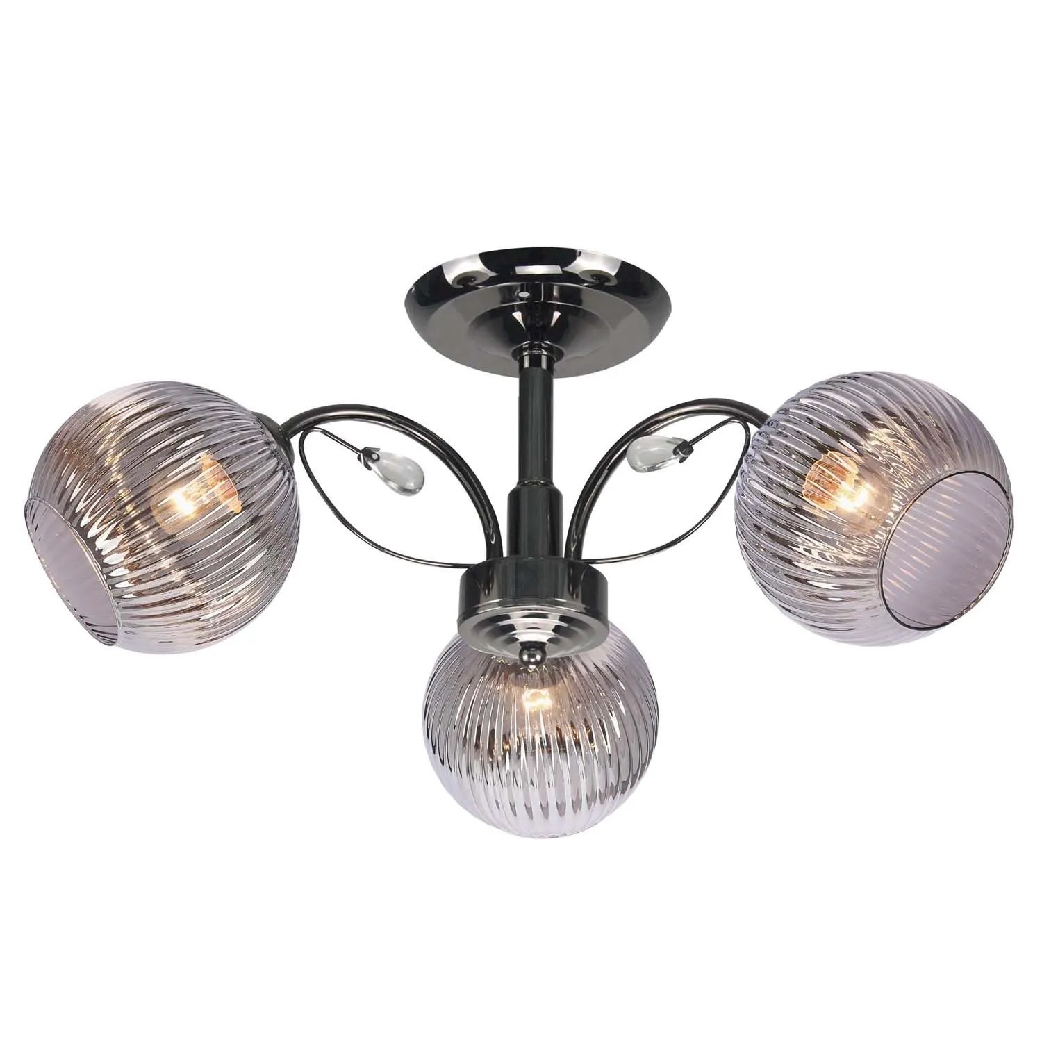 Candellux Lampa sufitowa CROMAT czarna perłowa 3xE27 40W klosz grafitowy