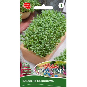 Opakowanie nasion rzeżuchy ogrodowej, idealne do uprawy świeżych, pikantnych kiełków.