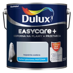 Ciemnoniebieska puszka farby do ścian Dulux Easycare+, kolor Kopalnia Srebra.