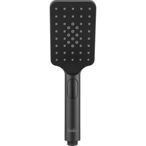 Czarna słuchawka prysznicowa t.b.t. do zestawów prysznicowych o kwadratowym designie.