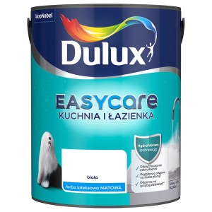 Farba do łazienek Dulux EasyCare, biała, do pomieszczeń wilgotnych.