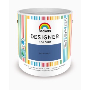 Puszka z farbą Beckers Designer Colour Marina Blue, niebieska farba do ścian wewnętrznych.