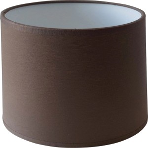 Brązowy abażur do lamp, cylindryczny kształt.