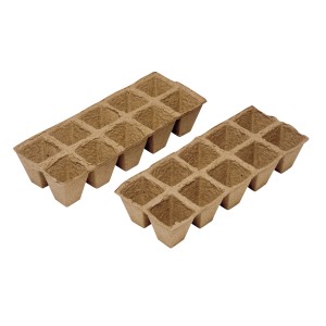 Dwie tace do rozsady z celulozy, każda z 10 komórkami, akcesoria do doniczek.