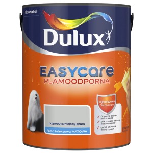 Wiadro farby do ścian Dulux EasyCare, odporna na plamy, najpopularniejszy szary kolor.