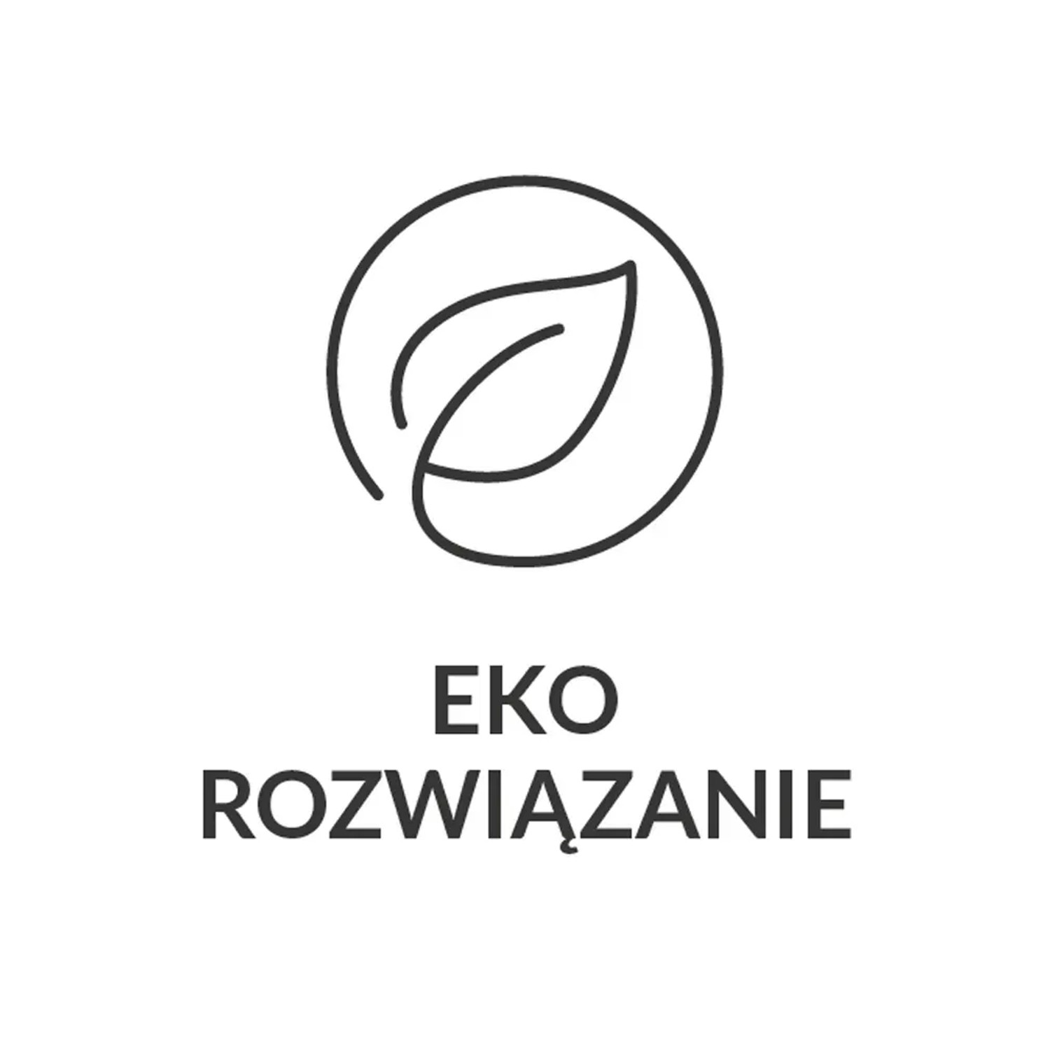Symbol z liściem w okręgu i tekstem "EKO ROZWIĄZANIE"