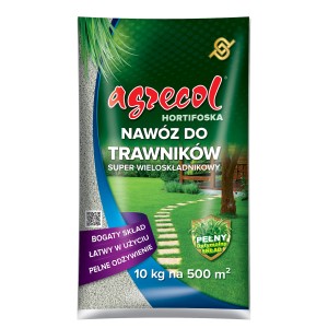 Nawóz do trawników Agrecol, wieloskładnikowy nawóz do gęstych, zielonych trawników, worek 10 kg.