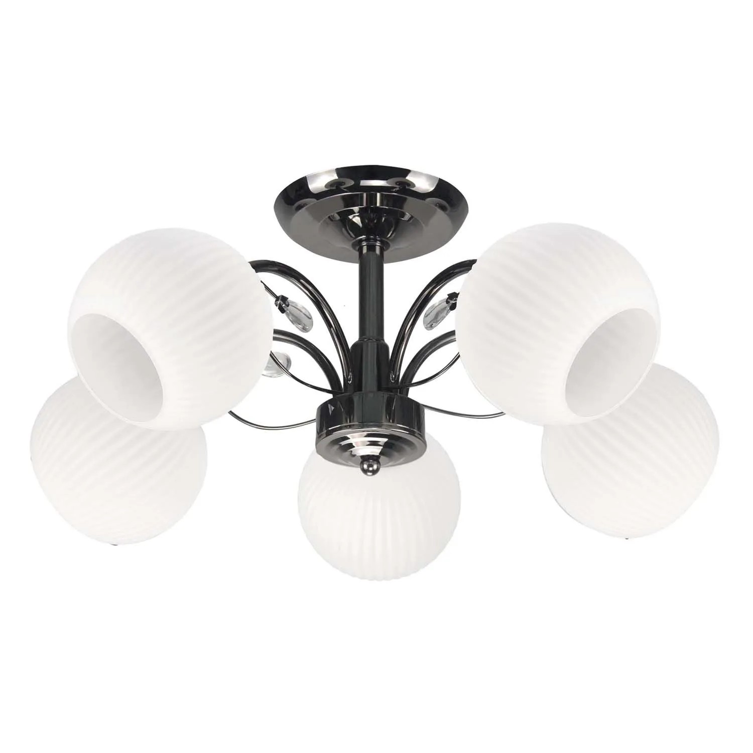 Candellux Lampa sufitowa NEROS czarna perłowa 5xE27 40W klosz biały