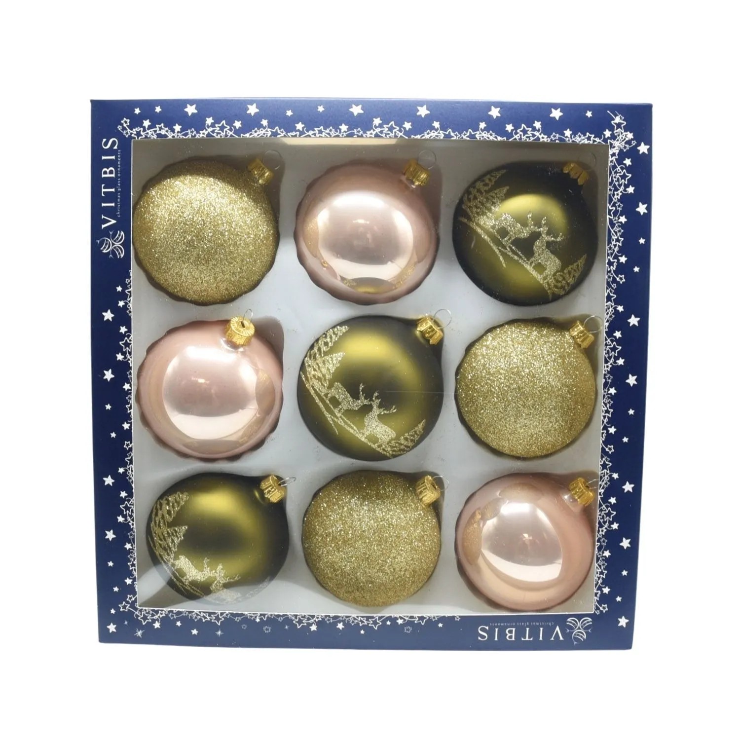Bombki szklane mix leśny 8 cm - 9 szt.