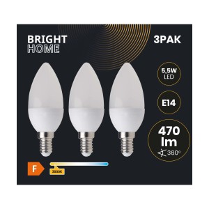 Zestaw 3 żarówek LED E14, 5,5W, w kształcie świeczki. Idealne do nastrojowego oświetlenia.