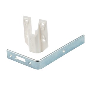 Wspornik kątowy Gardinia, biały, 10 cm, 2 sztuki. Metalowy wspornik i plastikowy uchwyt do karniszy.