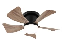 Globo Lampowentylator LED HINES 9W 2700-6500K 750lm czarny mat+imit. drewna