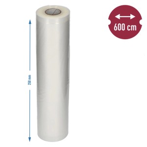 Rolka folii do pakowania próżniowego t.b.t., długość 600 cm, do winiarstwa i przetwórstwa.