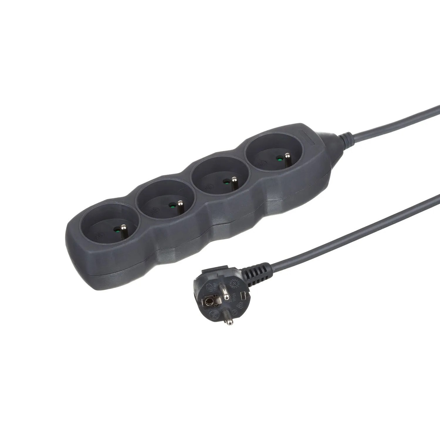 Düwi Przedłużacz listwowy 4-gniazdowy 2P+Z 3x1,0mm2 grafit 1,5 m