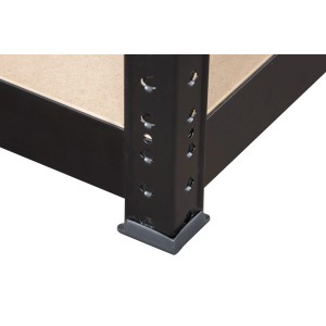 Zbliżenie czarnego regału t.b.t. z wzorem otworów.