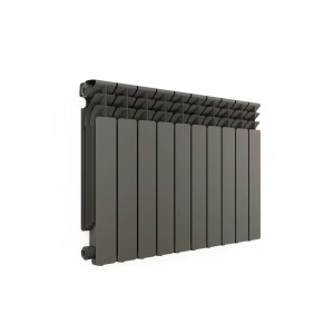 Szary grzejnik t.b.t. do montażu na ścianie. Ogrzewanie do wnętrz.