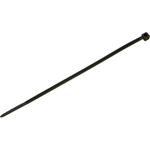 Czarna opaska kablowa o długości 120 mm do łączenia i mocowania kabli.