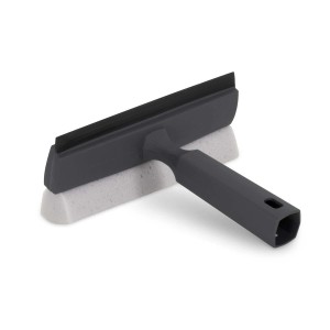 Szara ściągaczka do okien z gąbką do czyszczenia bez smug. Idealna do mycia okien.