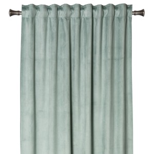 Jasnozielona zasłona t.b.t. z taśmą marszczącą.