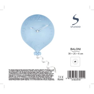 Splendid Zegar ścienny BALONI 30 x 25 x 6 cm niebieski