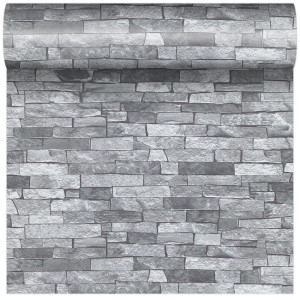 Szara tapeta dekoracyjna t.b.t. imitująca kamień do wnętrz.