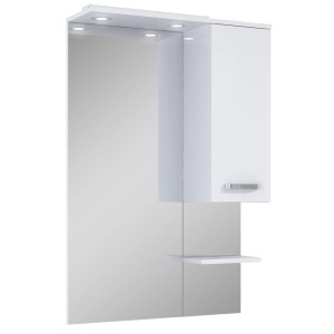 Lustro Maximus Eve 70 cm z LED, szafką i półką w kolorze białym.