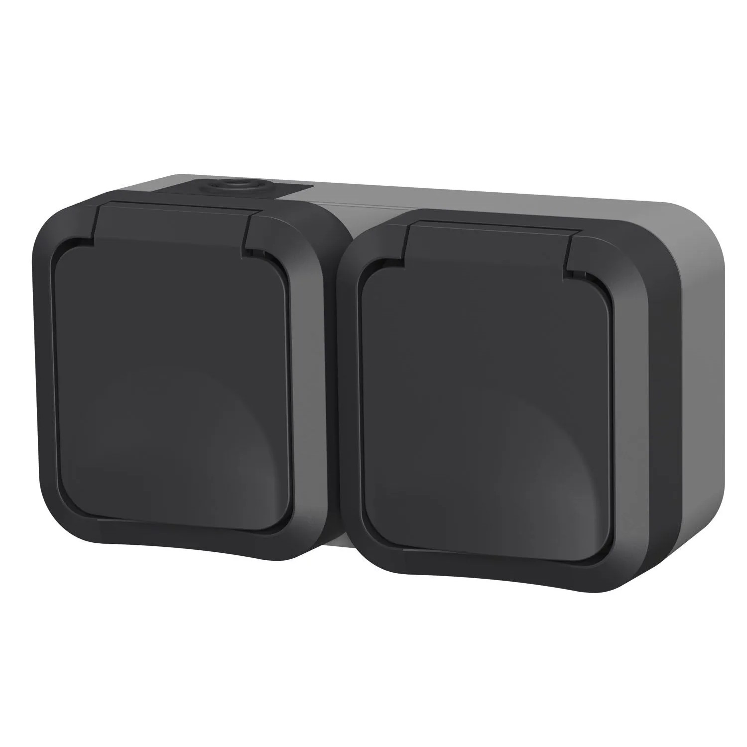 Düwi Gniazdo Aqua Pro podwójne z klapką 2P+Z grafitowe IP55