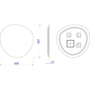 Rysunek techniczny lampy t.b.t. z wymiarami.