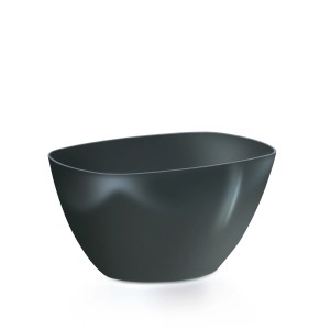 Ciemnoszara, nowoczesna miska na rośliny doniczkowe.