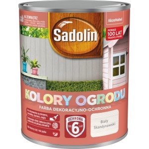 Farba do drewna Sadolin Kolory Ogrodu, Biały Skandynawski, do użytku zewnętrznego.