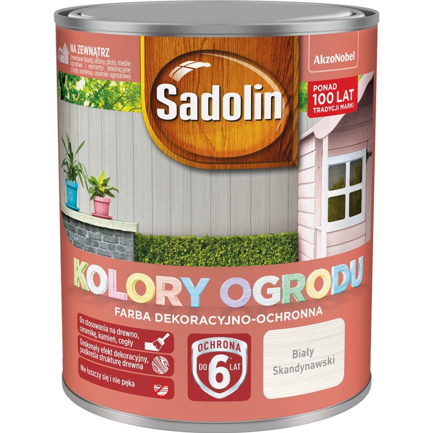 Sadolin Kolory ogrodu farba do drewna biała skandynawia 700 ml