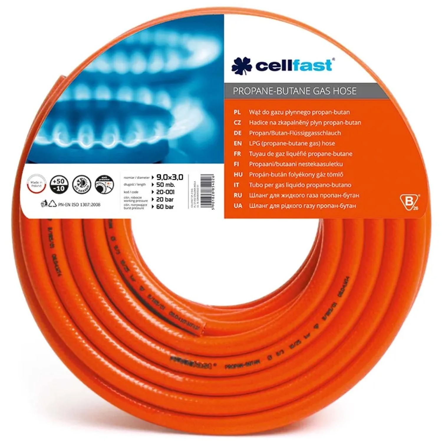 Cellfast Wąż do propan-butanu 9 x 3 mm