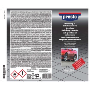 Presto Czarny spray do ochrony podwozia przed uderzeniami kamieni, puszka 500 ml dla optymalnej ochrony.