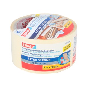 Rolka taśmy dwustronnej Tesa Extra Strong, 5 m x 50 mm.