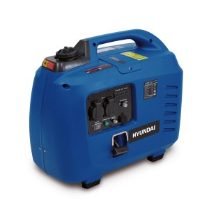 Niebieski agregat prądotwórczy Hyundai, przenośny generator do zasilania.