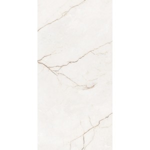 Jasna płytka podłogowa z efektem marmuru i delikatnymi brązowymi żyłkami.