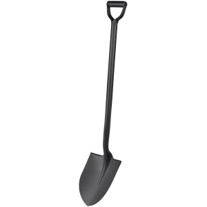 Czarny szpadel stalowy LUX Classic z uchwytem D, długość 110 cm.