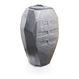 Nowoczesny, szary zbiornik na deszczówkę t.b.t. o wyglądzie kamienia do ogrodu.