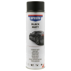 Presto Lakier w sprayu Czarny mat, puszka 500 ml do napraw lakierniczych i karoserii.