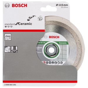 Tarcza diamentowa Bosch Standard do płytek, średnica 115 mm, do szlifierek kątowych.