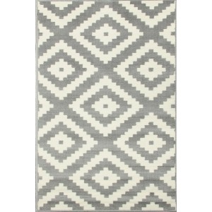 t.b.t. Dywan z krótkim włosiem w szaro-biały wzór rombów.