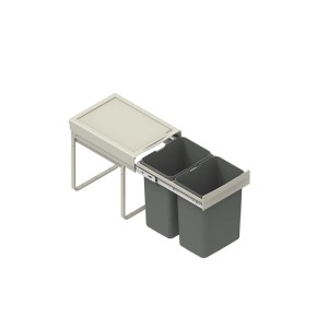t.b.t. System segregacji odpadów kuchennych z dwoma szarymi pojemnikami i wysuwem.