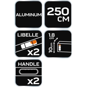 Neo Tools Łata murarska 2 libelle - 250 cm