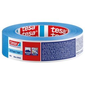 Tesa UV Papierowa taśma klejąca, niebieska, 50m x 30mm, do malowania.