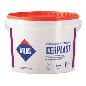 Wiadro gruntu głębokopenetrującego Atlas Cerplast, białe z czerwoną pokrywą.