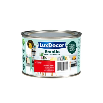 LuxDecor Emalia akrylowa do drewna i metalu połysk czerwone korale 400 ml